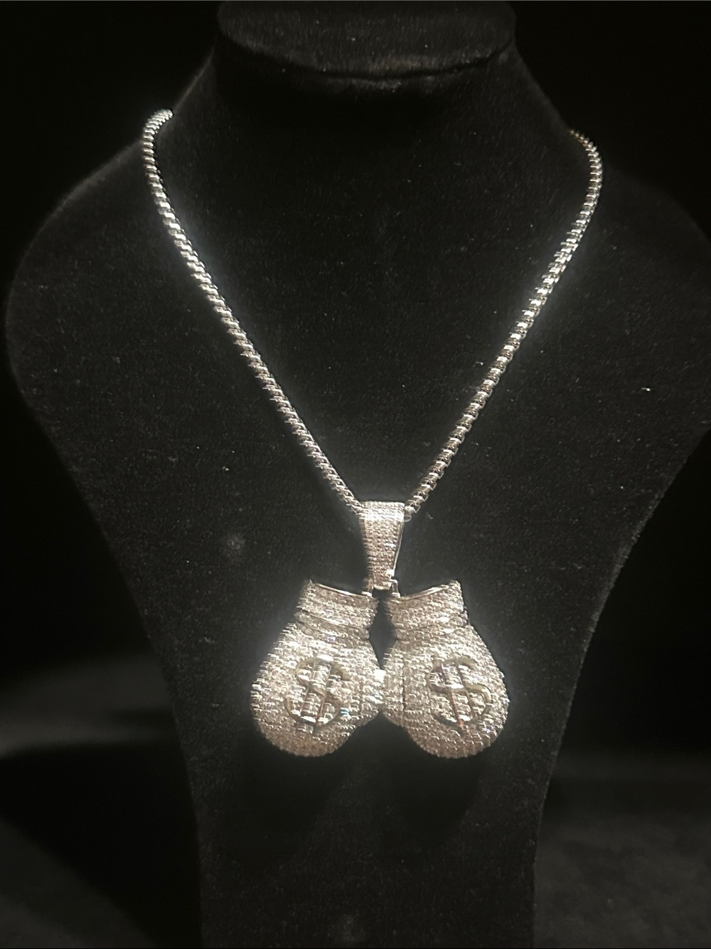 Silver Boxing Gloves Pendant Necklace